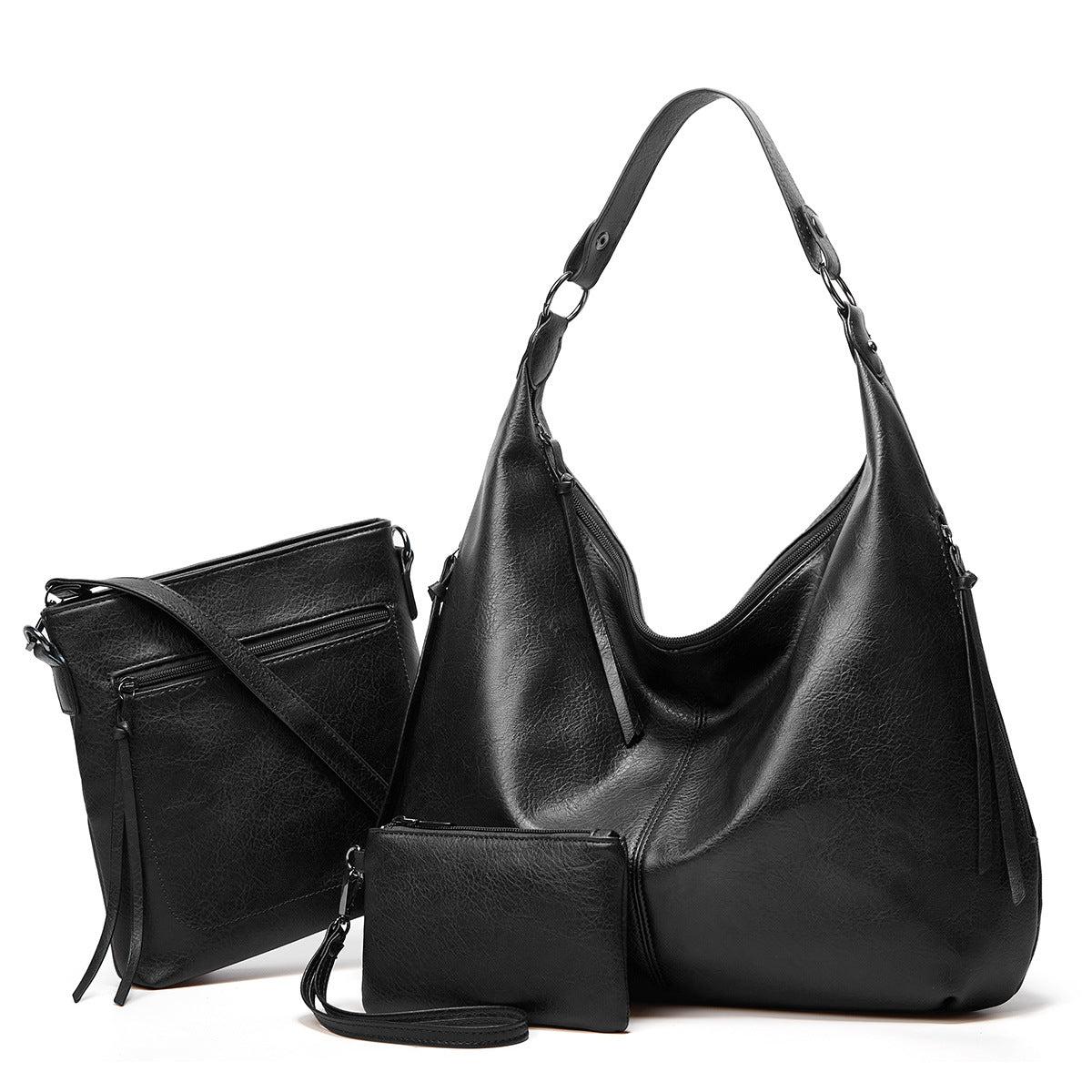 Sendfen Hobo Bags for Women Leather Crossbody Bags Ladies Wristlet Handbags Purse Set 3Pcs