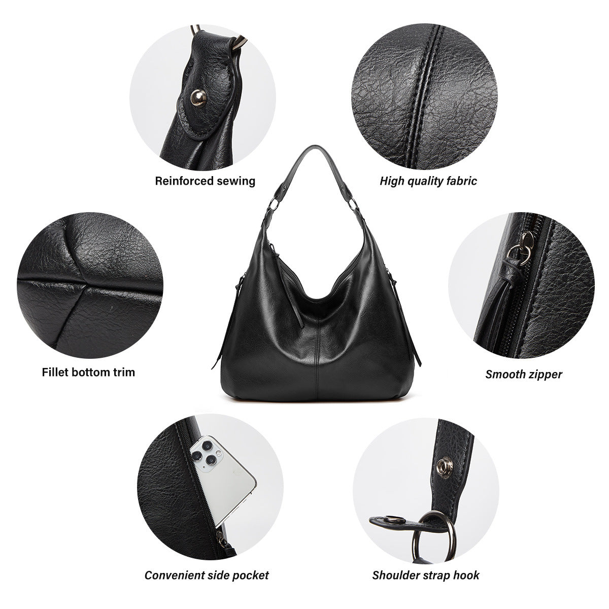 Sendfen Hobo Bags for Women Leather Crossbody Bags Ladies Wristlet Handbags Purse Set 3Pcs