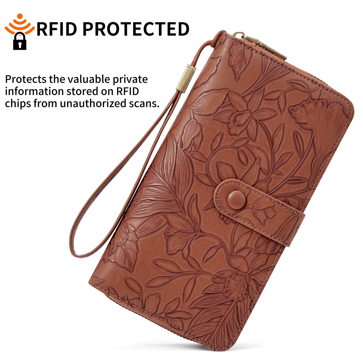 SENDEFN Womens Wallet Rfid Vegan Leather Multi Card Slots Wallets Large Capacity Wristlet Travel Purse for Women