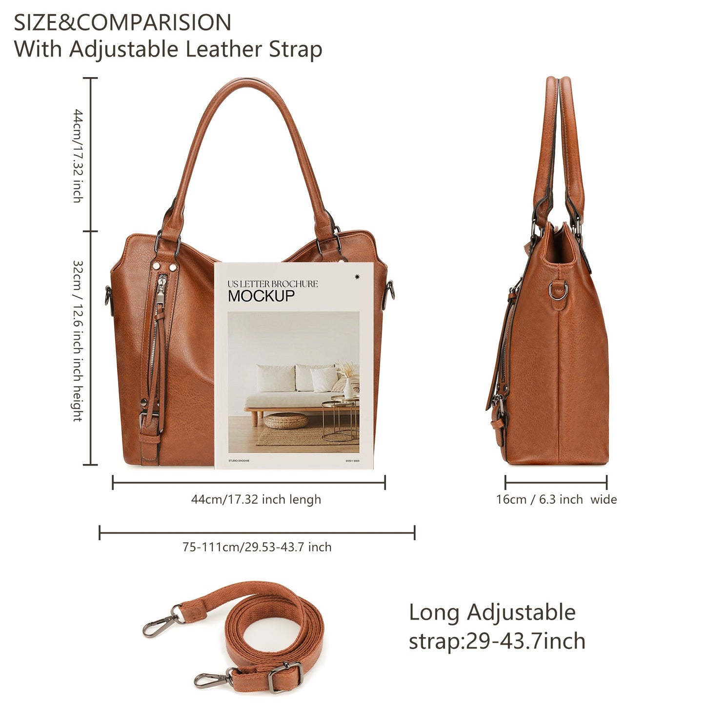 SENDEFN Tote Bag for Women Leather Shoulder Bags Fashion Sling Bags and Handbags with Adjustable Shoulder Strap