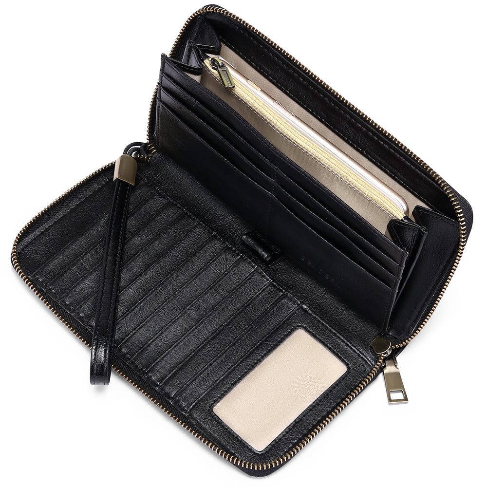 Sendefn Women Leather Wallets RFID Blocking Zip Around Credit Card Holder Phone Clutch