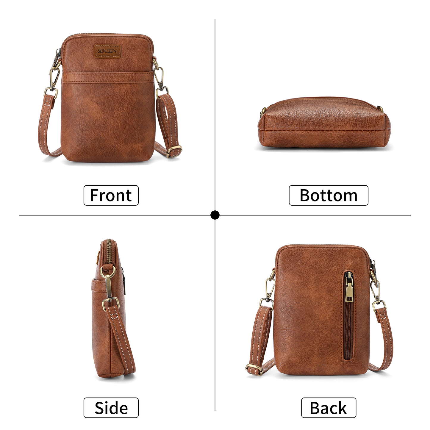SENDEFN Vegan Leather Small Crossbody Bags for Women Designer Cell Phone Bag Purses Adjustable Strap
