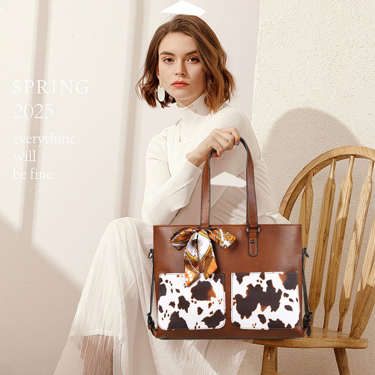 SENDEFN Women Tote Bag Handbags Leather Fashion Multiple pockets Bags with Adjustable Shoulder Strap