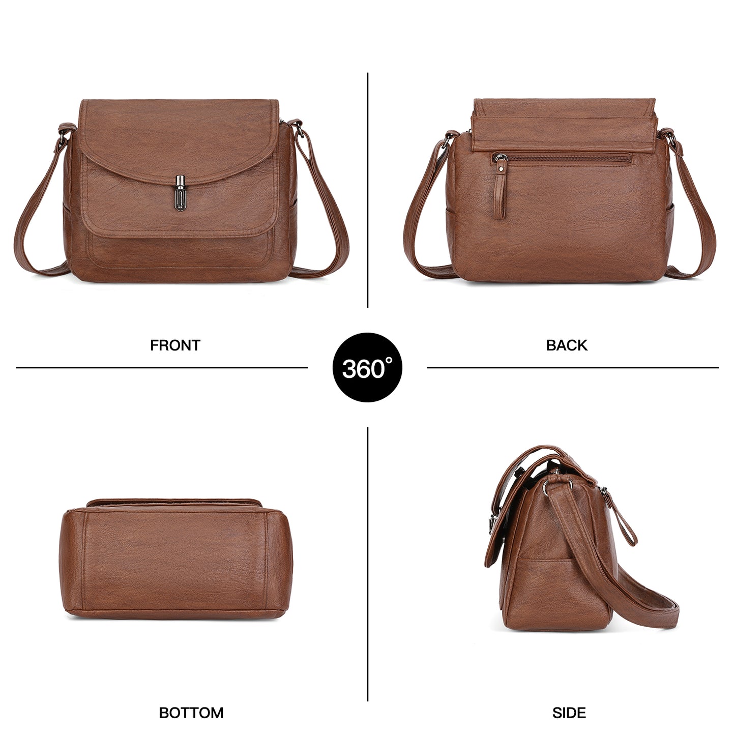 SENDEFN Crossbody Purses for Women Trendy Soft Leather Medium Handbags and Multi Pocket Shoulder Bag
