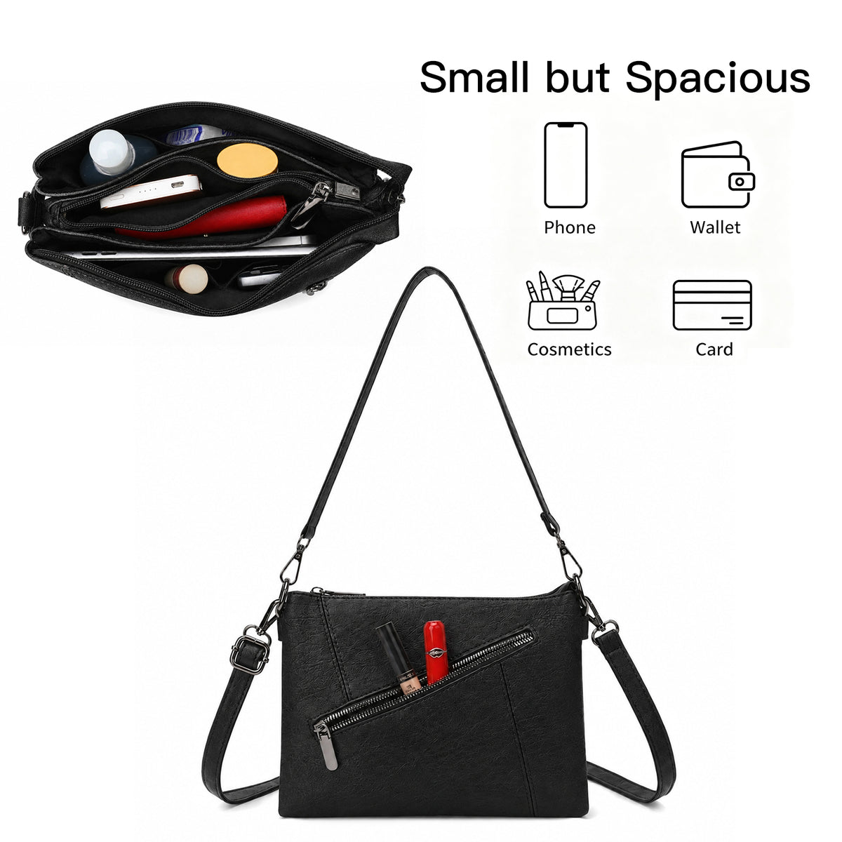 SENDEFN Small Crossbody Bags for Women Trendy Clutch Purse PU Leather Shoulder Bags with Adjustable Strap