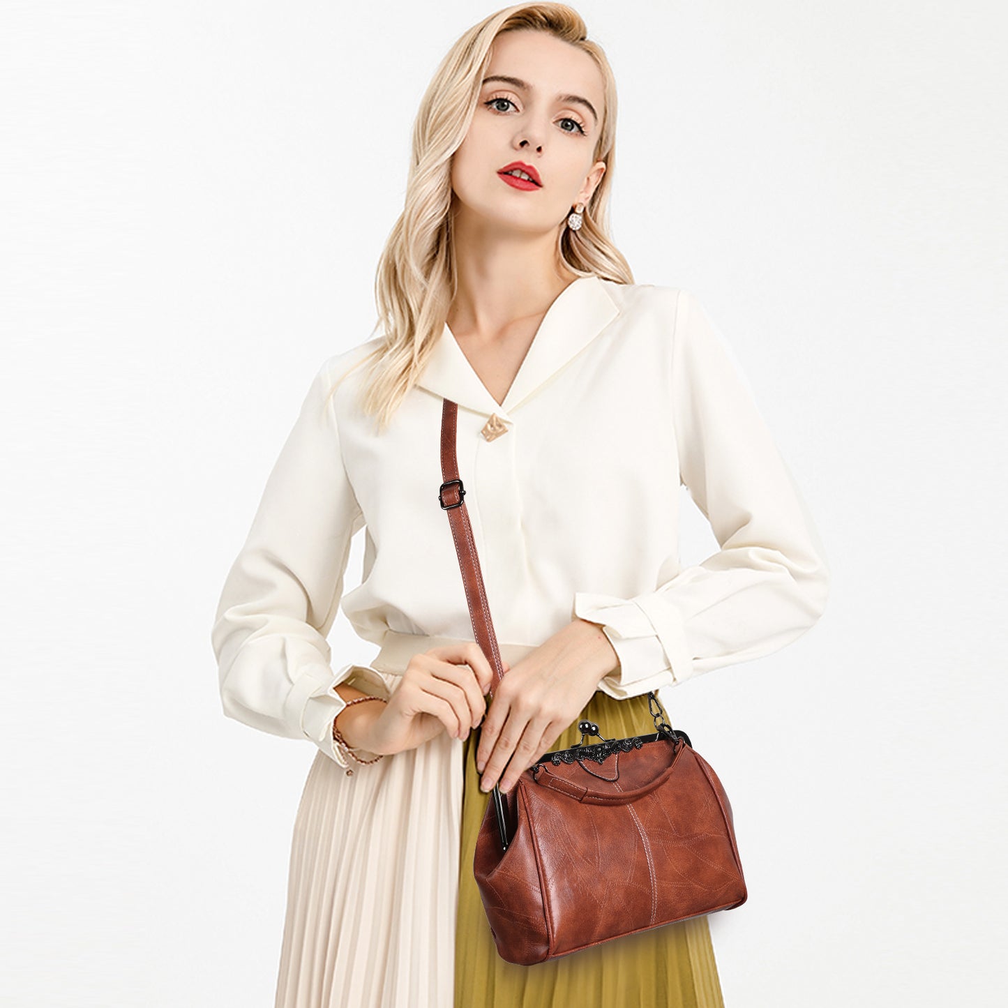 SENDEFN Crossbody bags for women trendy, Fashion Leather Shoulder Clip Bag,Ladies Classic Handbag Light Purse with Adjustable Strap