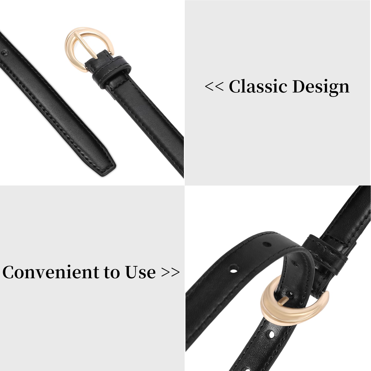 SENDEFN 2 Pack Women Belts For Jeans Dresses Pants Ladies Leather Waist Belt with Gold Buckle