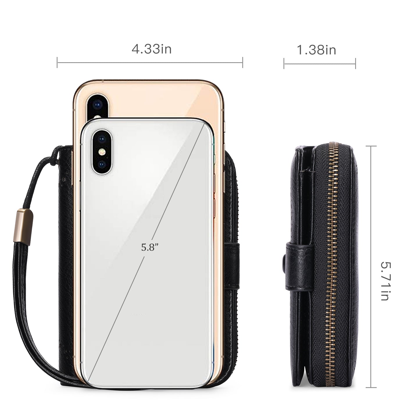 Sendefn Leather Credit Card Holder Wallet for Women RFID Blocking Bifold Zipper Card Case Organizer with Wristlet 32 Slots