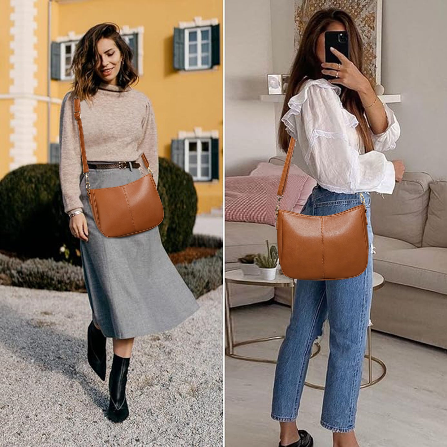 SENDEFN Small Shoulder Handbags for Women Waterproof Purse Soft Leather Crossbody Bags with Removable Shoulder Straps
