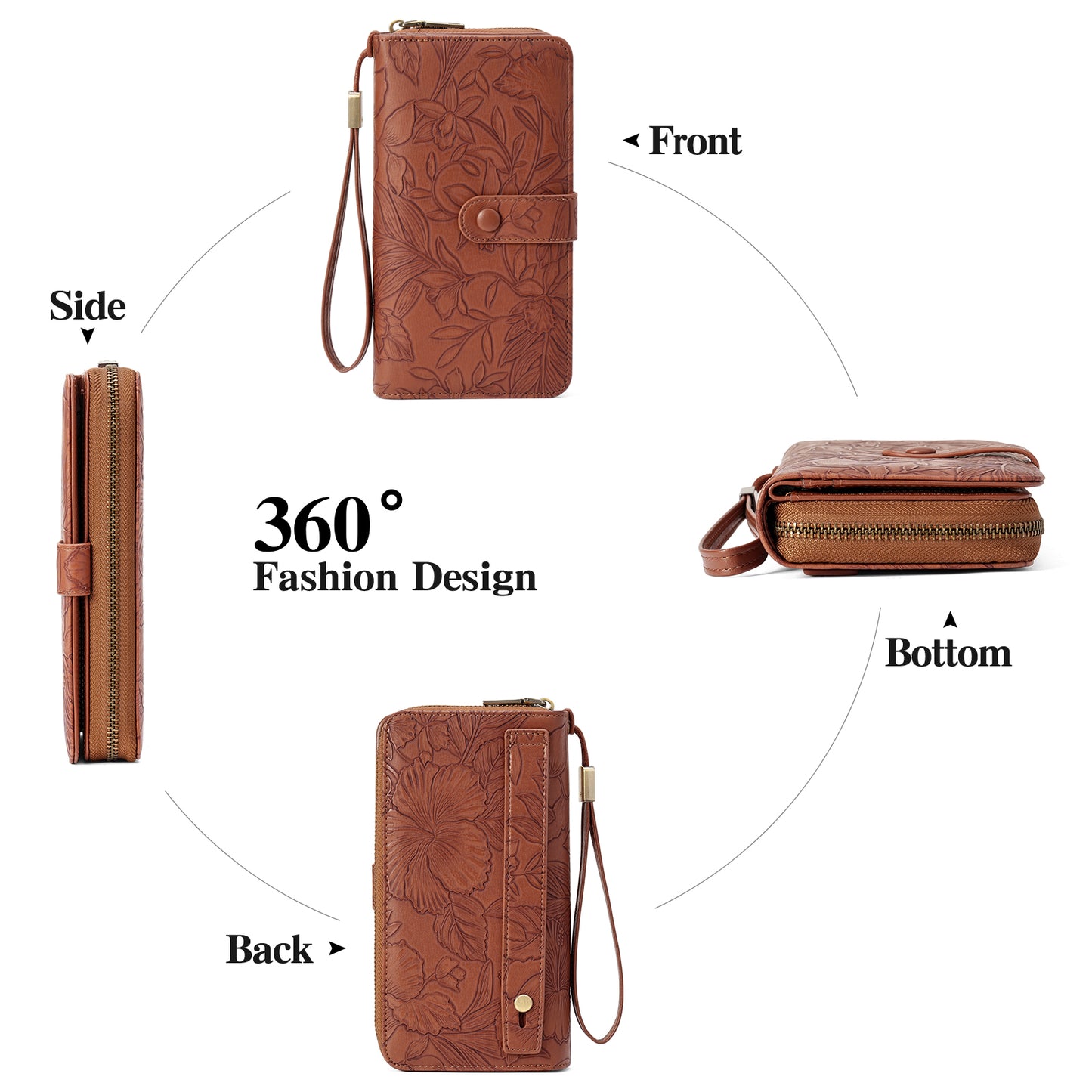 SENDEFN Womens Wallet Rfid Vegan Leather Multi Card Slots Wallets Large Capacity Wristlet Travel Purse for Women
