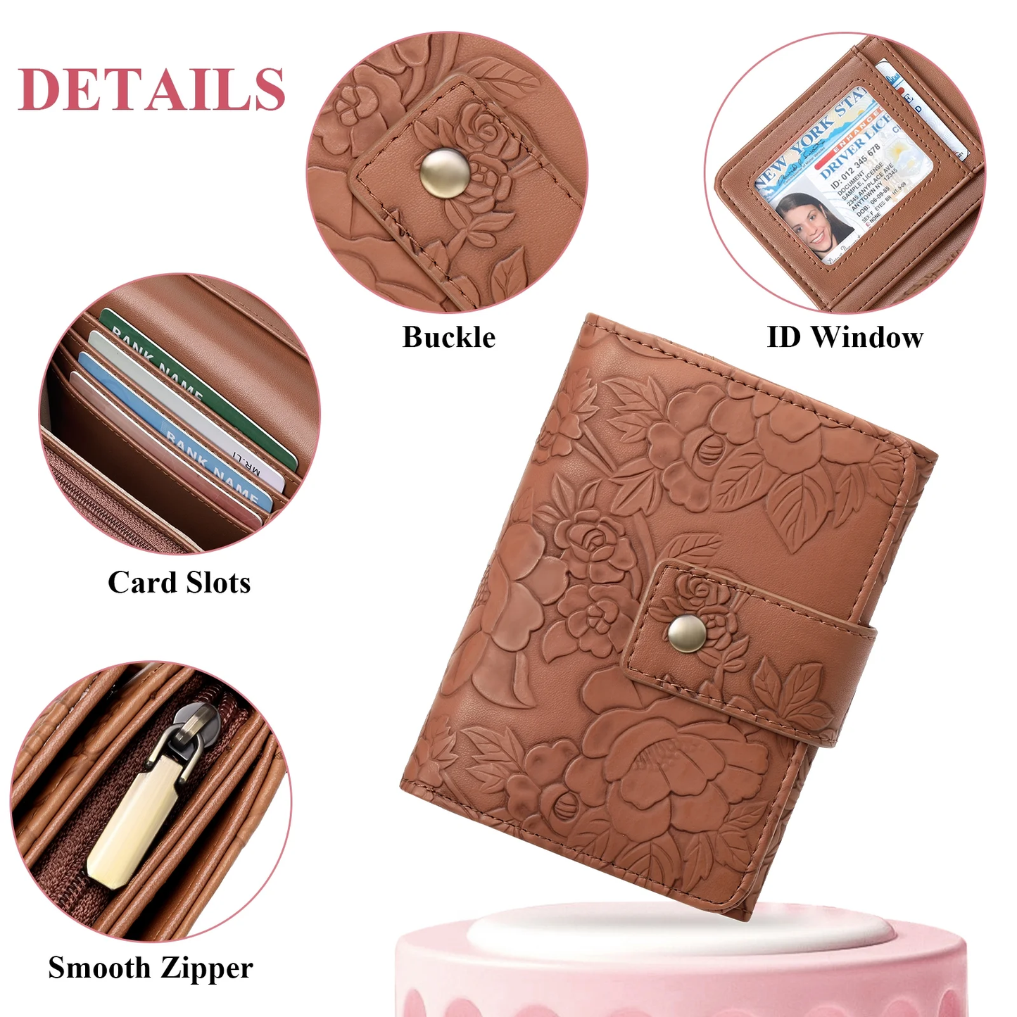 SENDEFN Wallets for Women Trifold Ladies Wallet Credit Card Holder Coin Pocket with ID Window