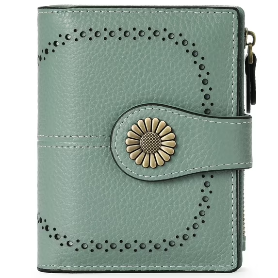 Sendefn Small Women Wallet Genuine Leather Bifold Purse RFID Blocking Card Holder
