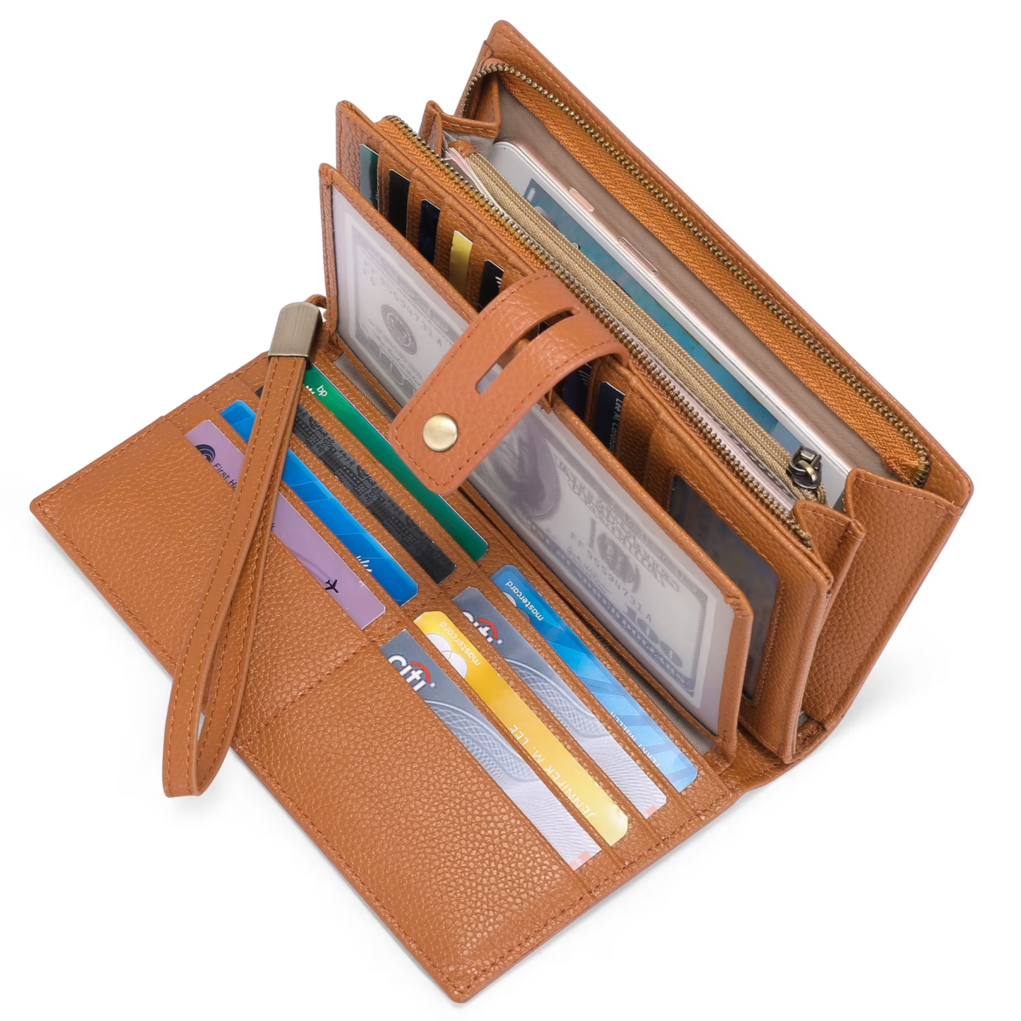 Sendefn Women Wristlet Wallets Large Capacity RFID Blocking Leather Wallets Credit Cards Organizer with Checkbook Holder