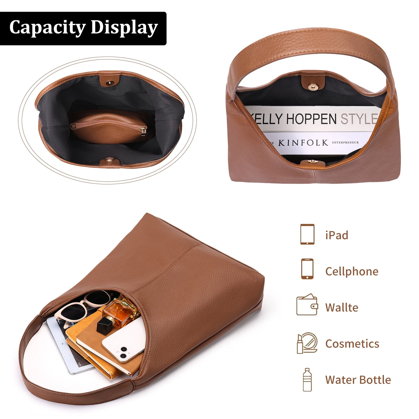 SENDEFN Tote Bag for Women Soft Hobo Tote,Large Shoulder Bags Ladies Tote Handbags Suitable for School Work Travel be Attached Small Wallet