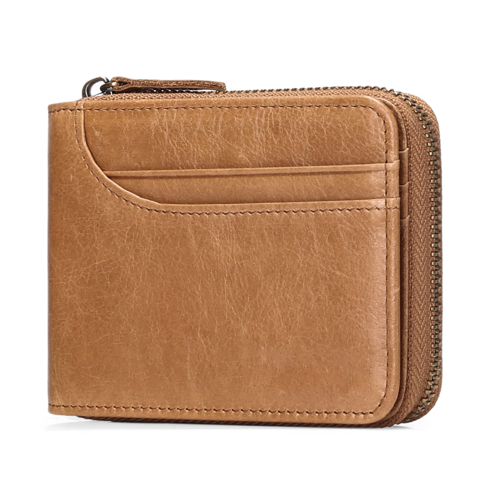 Sendefn Wallets for Men Leather Front Pocket Wallet RFID Zip Bifold Credit Card Holder