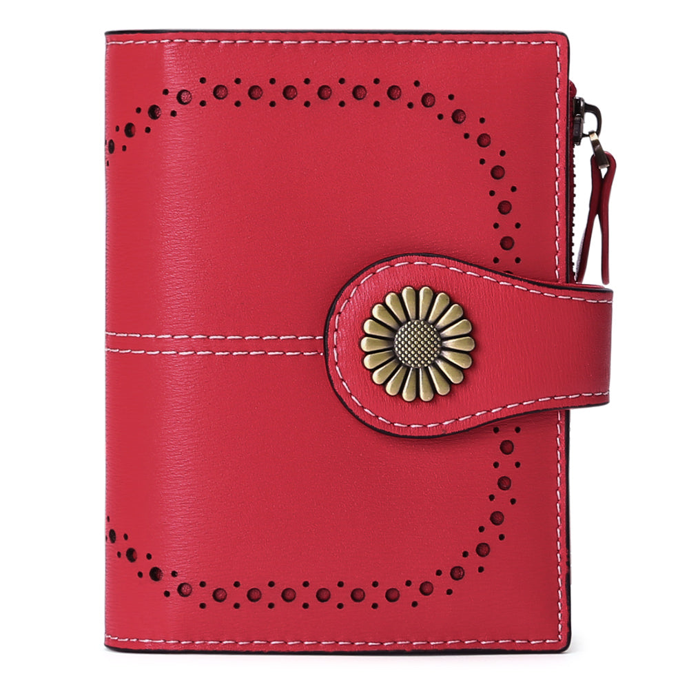 Sendefn Small Women Wallet Genuine Leather Bifold Purse RFID Blocking Card Holder