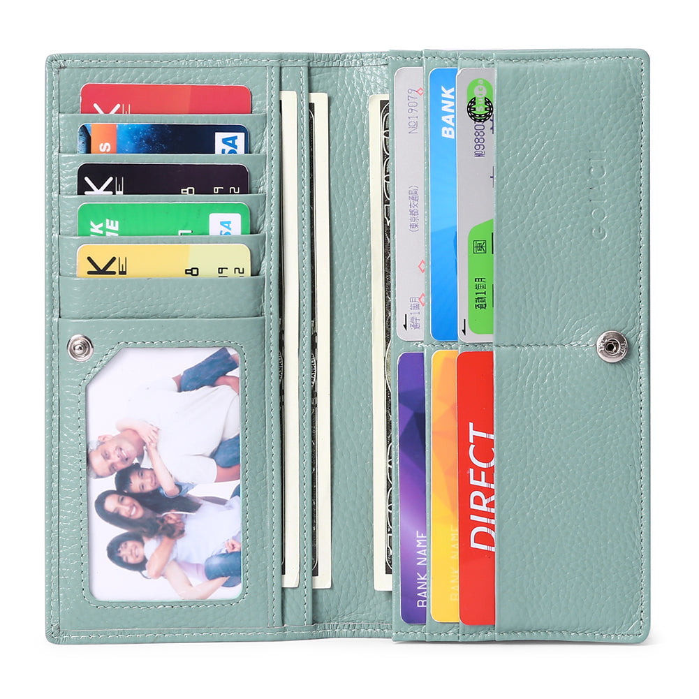 Sendefn Wallets for Women RFID Blocking Ultra Slim Real Leather Credit Card Holder Clutch