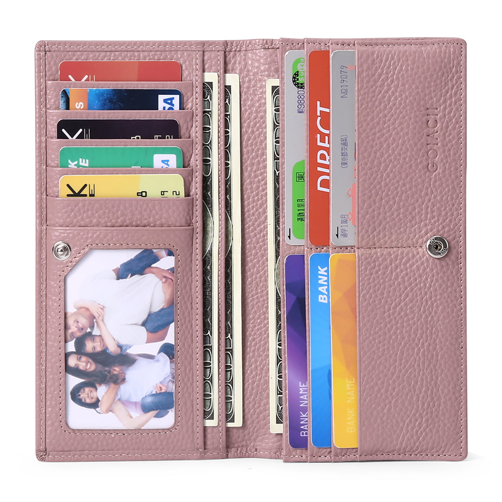 Sendefn Wallets for Women RFID Blocking Ultra Slim Real Leather Credit Card Holder Clutch