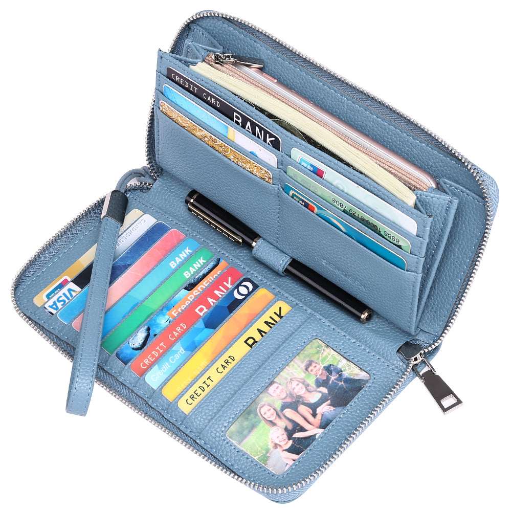Sendefn Women Leather Wallets RFID Blocking Zip Around Credit Card Holder Phone Clutch