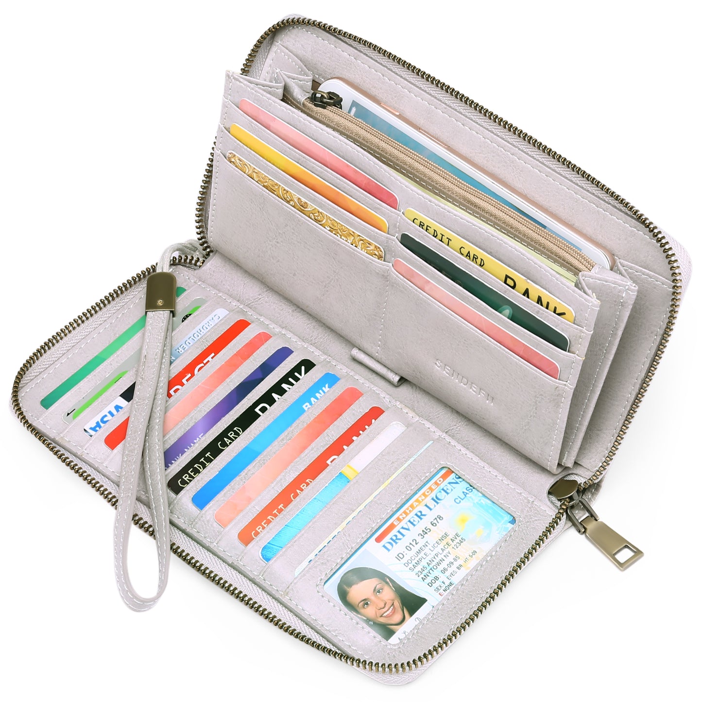 Sendefn Women Leather Wallets RFID Blocking Zip Around Credit Card Holder Phone Clutch