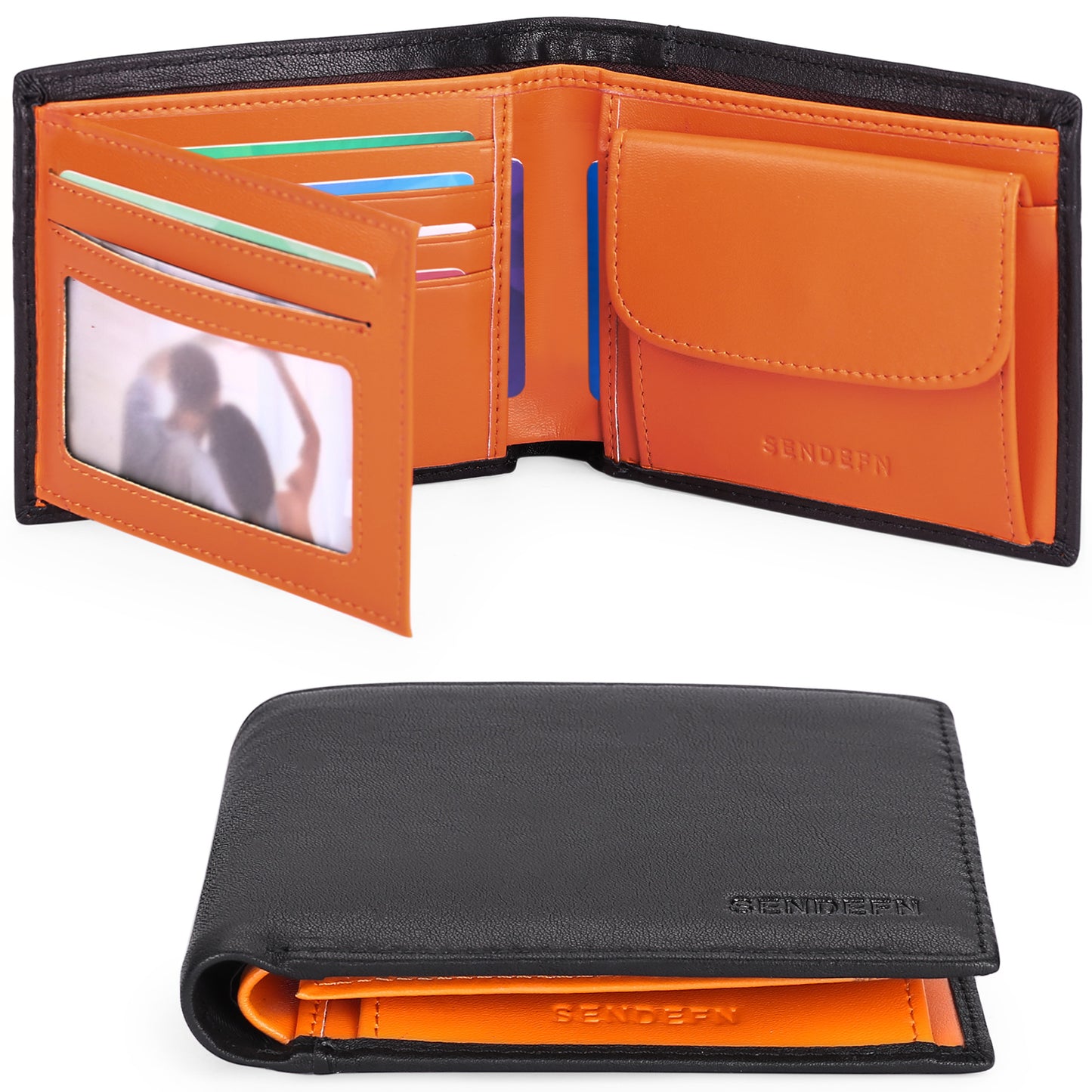 Sendefn Trifold Wallets for Men-RFID-Blocking Genuine Leather Wallet with 8 Card Slots