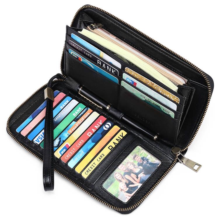 Sendefn Women Leather Wallets RFID Blocking Zip Around Credit Card Holder Phone Clutch